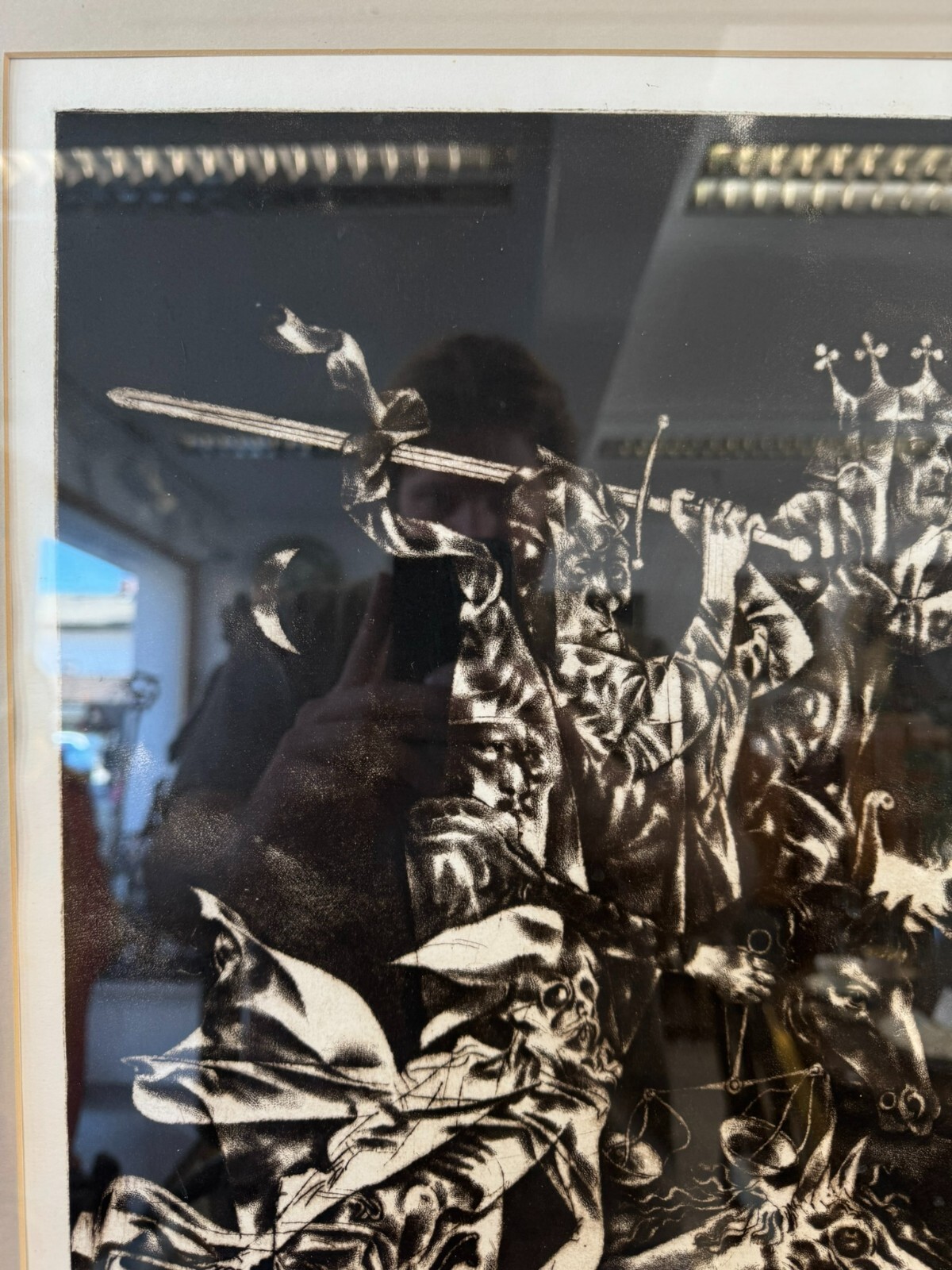 Jan MENTLÍK (1929) SIGNIERTE LITHOGRAFIE HINTER GLAS KÖNIG AUF PFERD – Bild 4