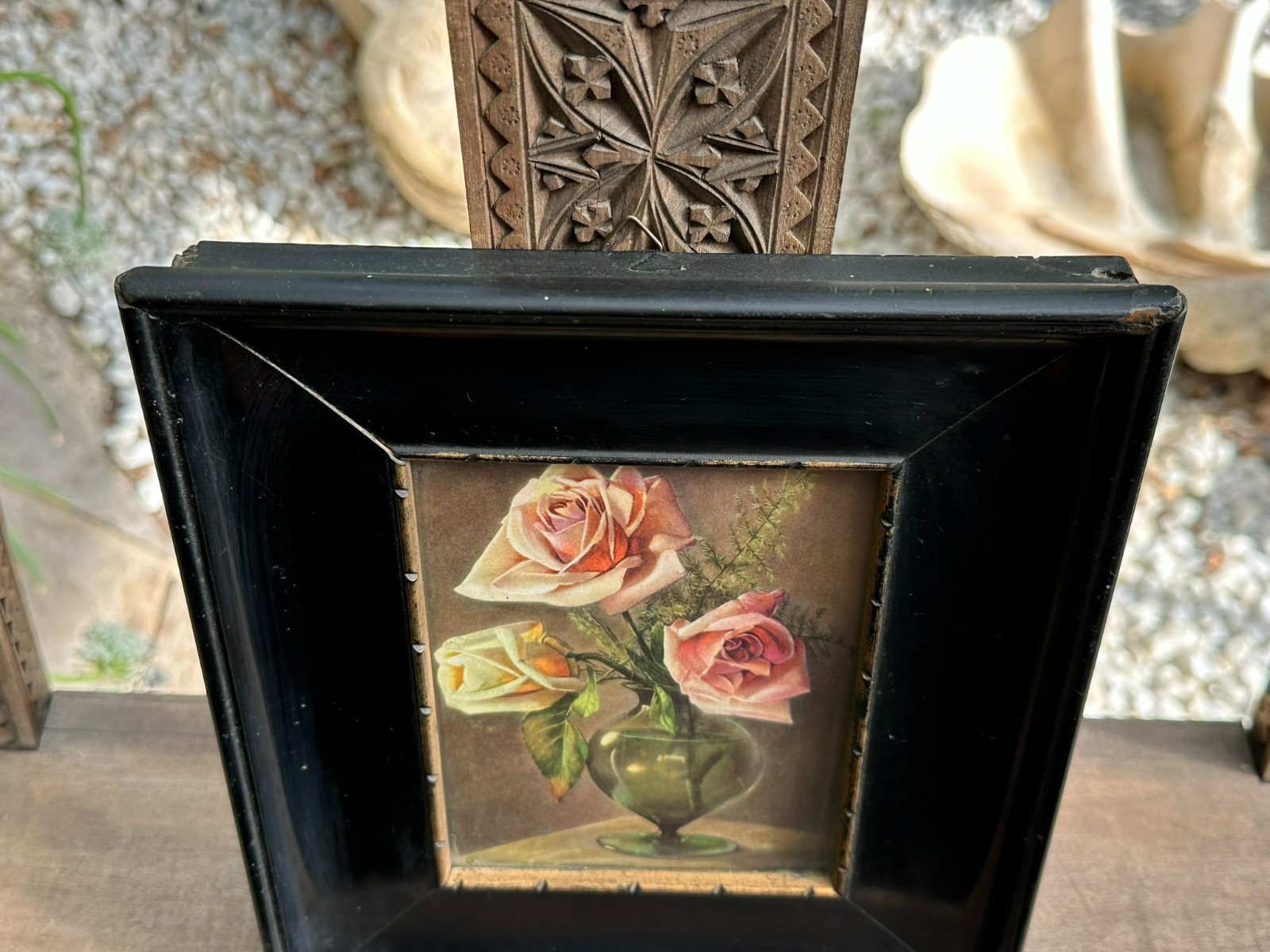 ANTIKER RAHMEN KLAVIERLACKRAHMEN SCHWARZ 21,5x25cm FALZ 13x16,7cm – Bild 9