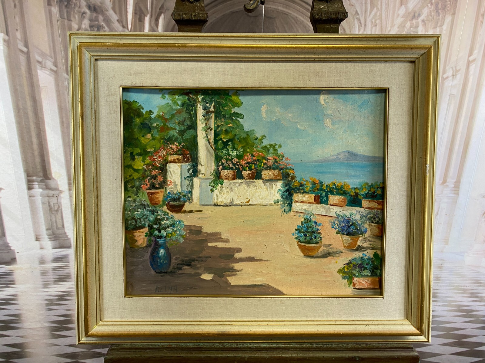 ÖLGEMÄLDE MEDITERRANE LANDSCHAFT KÜSTENANSICHT