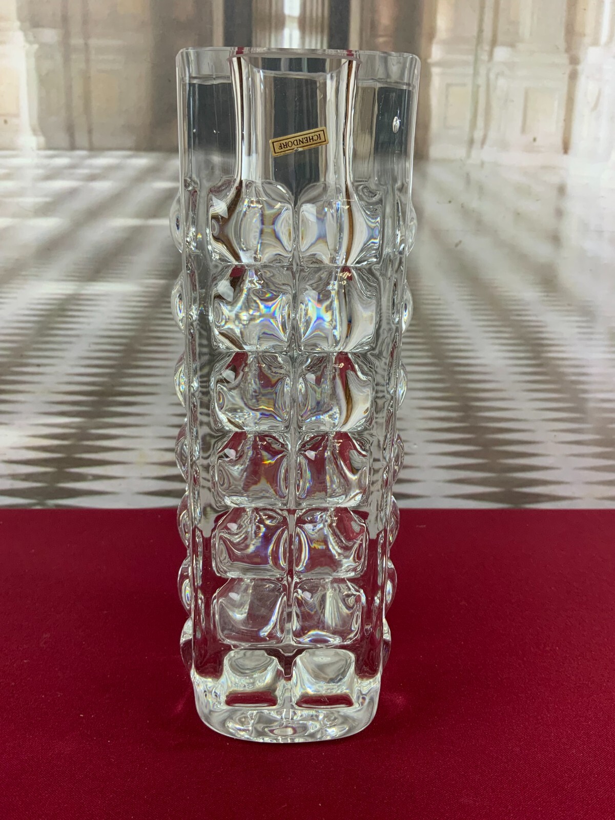 MASSIVE VASE AUS GLAS ICHENDORF BLOCKVASE 4,7kg 29cm HOCH NOPPEN OP ART