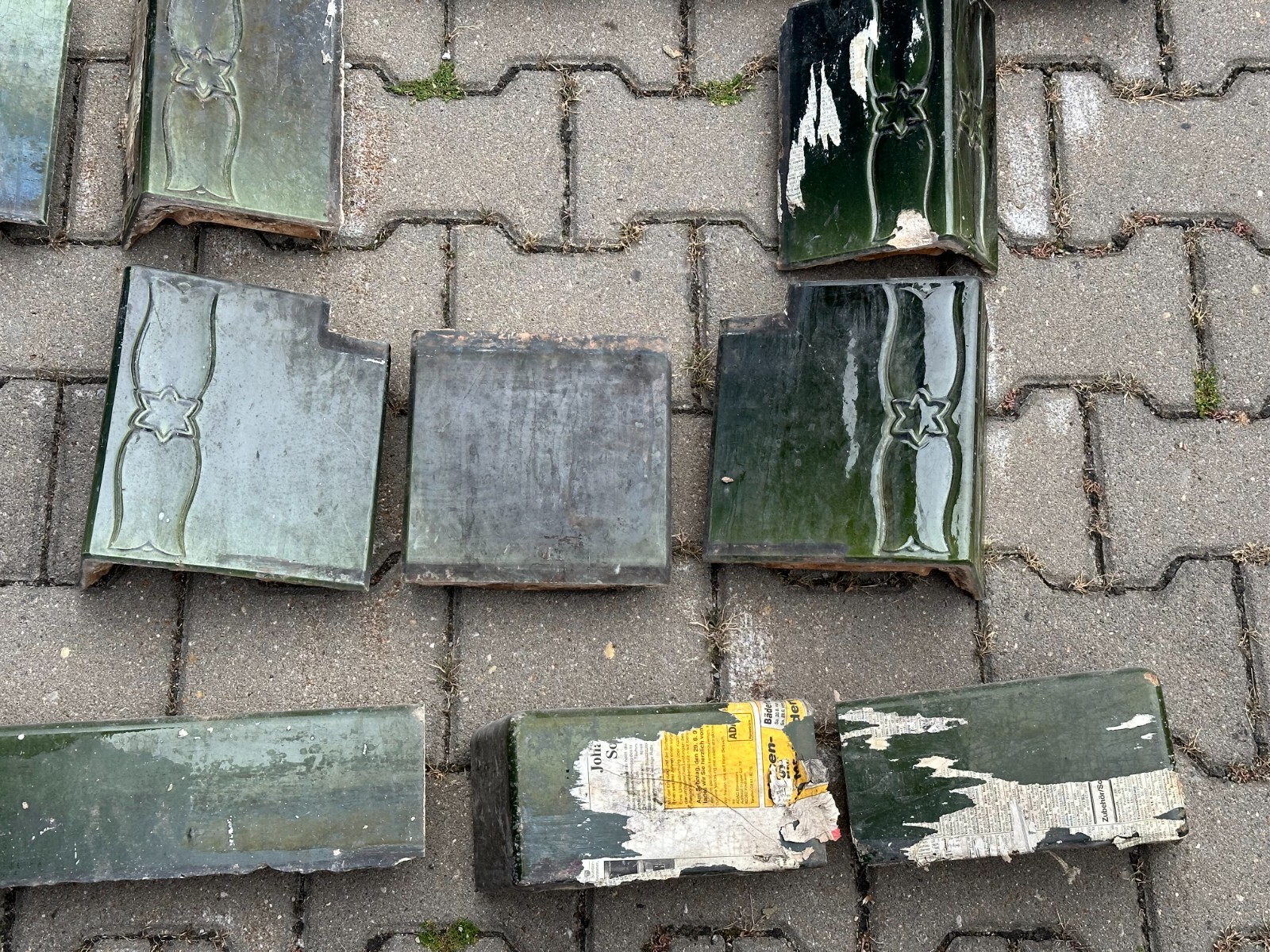 ANTIKER KACHELOFEN JUGENDSTIL OFEN UM 1920 KERAMIK GRÜN GLASIERT – Bild 4