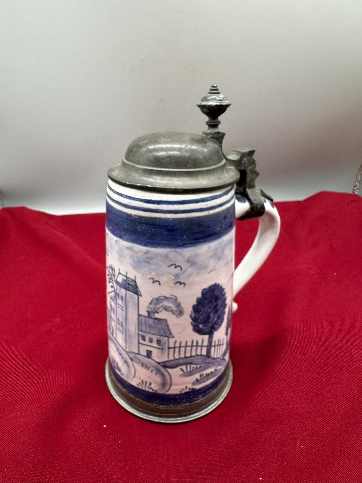 ANTIKER BAROCK KRUG BAROCKKRUG KERAMIK HANDBEMALT 19 TES JHDT