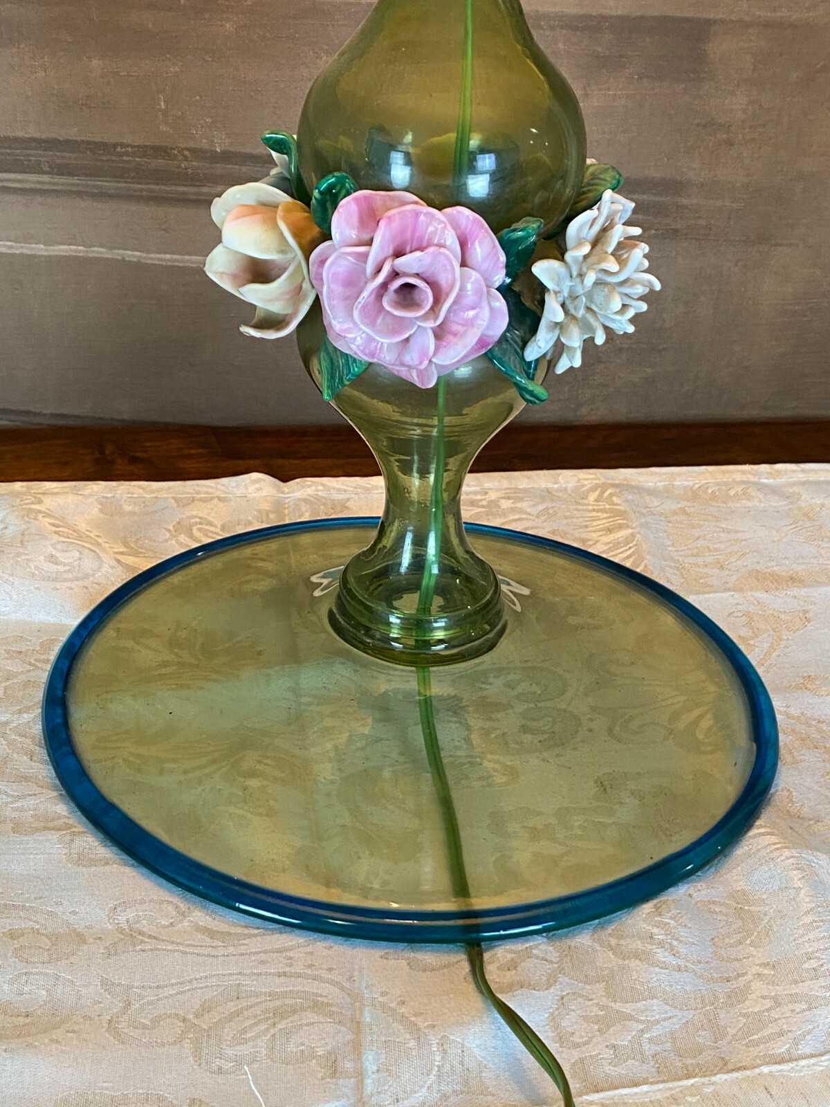 TISCHLAMPE AUS GLAS MIT SCHIRM HÖHE GESAMT 68cm – Bild 3