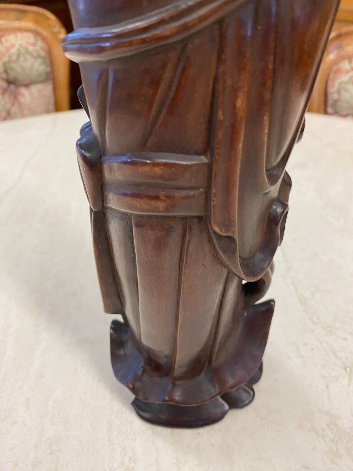 CHINA SKULPTUR AUS HOLZ SITZENDER GELEHRTER 30cm HOCH – Bild 14