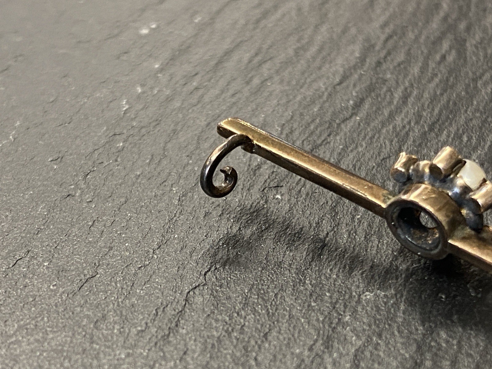 ANTIKE JUGENDSTIL BROSCHE GOLD 7K MIT PERLE UND DIAMANTEN – Bild 13