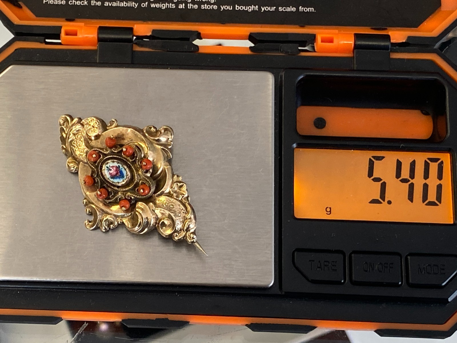 ANTIKE BROSCHE 19 TES JHDT 12K GOLD MIT KARNEOL / KORALLE – Bild 19