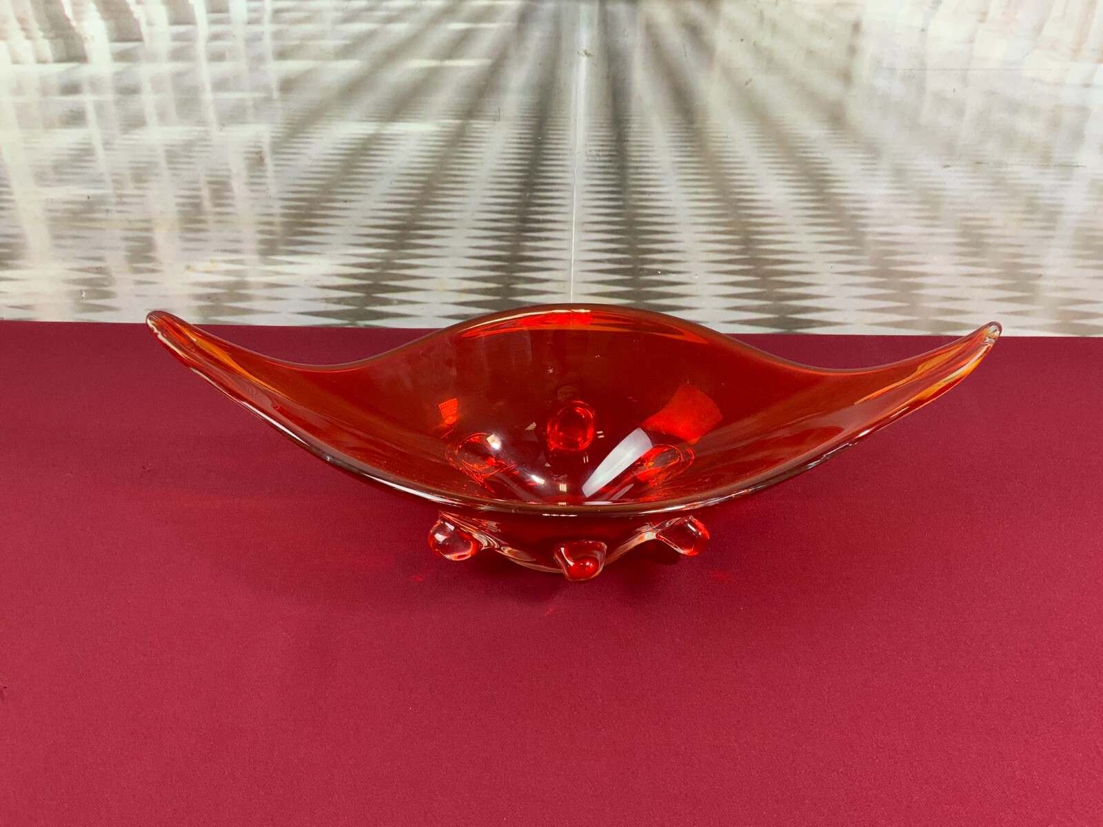 GROSSE SCHALE AUS GLAS MUNDGEBLASEN KÜNSTLERGLAS 47x21cm 2,4kg