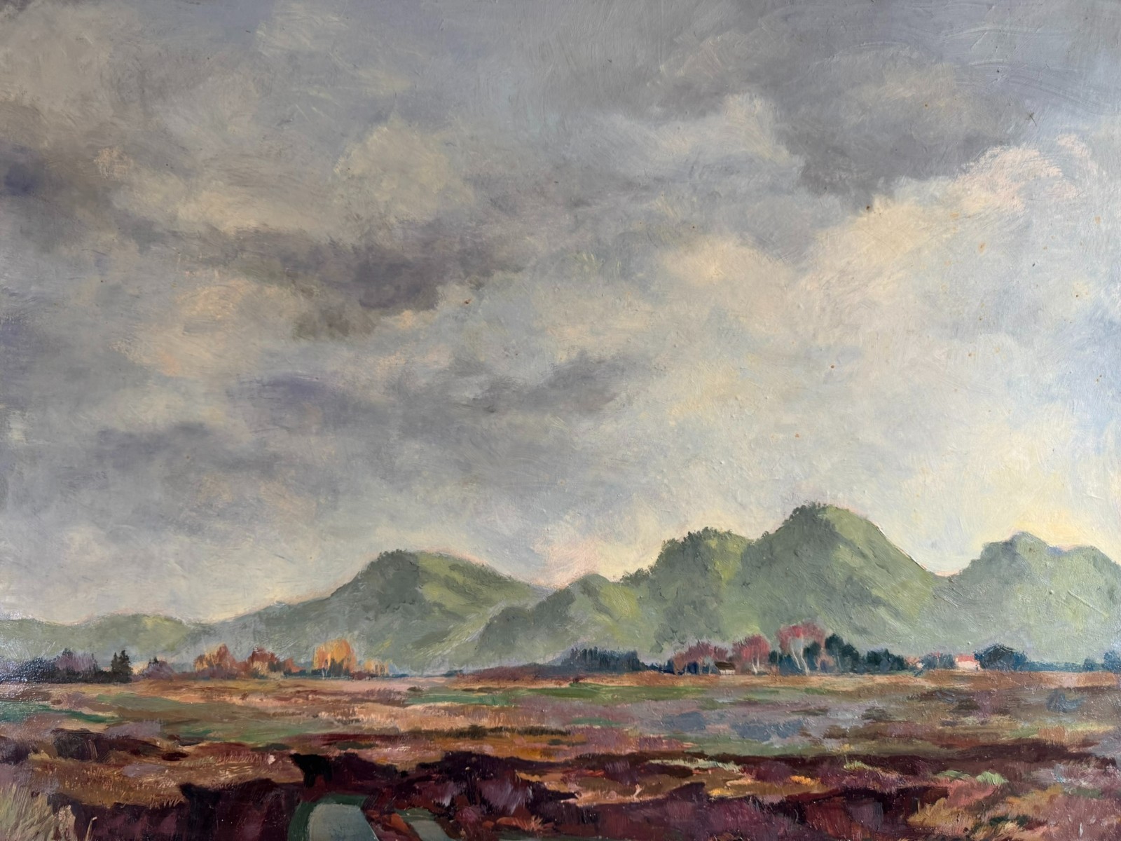 ÖLGEMÄLDE LANDSCHAFT VOR GEBIRGE SIGNIERT BÜHLMEYER