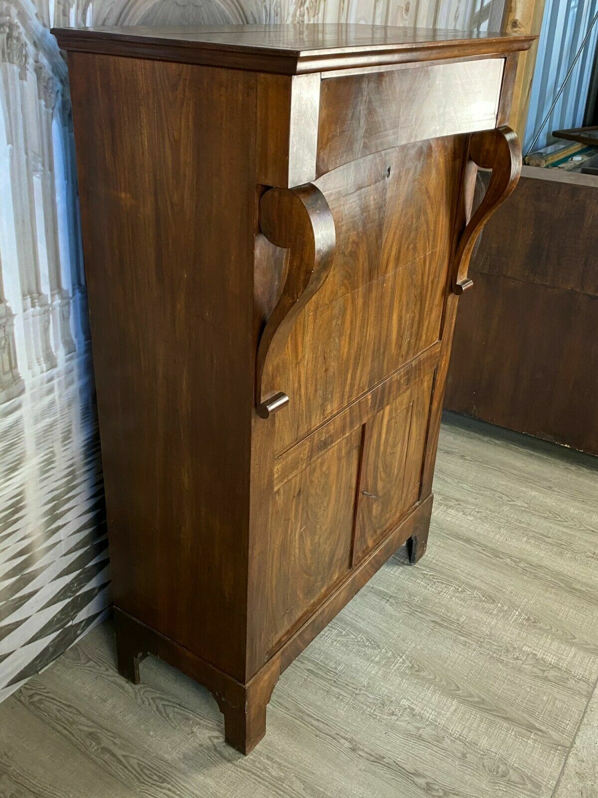 EMPIRE SEKRETÄR BIEDERMEIER UM 1820 HOLZ MAHAGONI-FURNIERT SCHÖNES INNENLEBEN – Bild 9