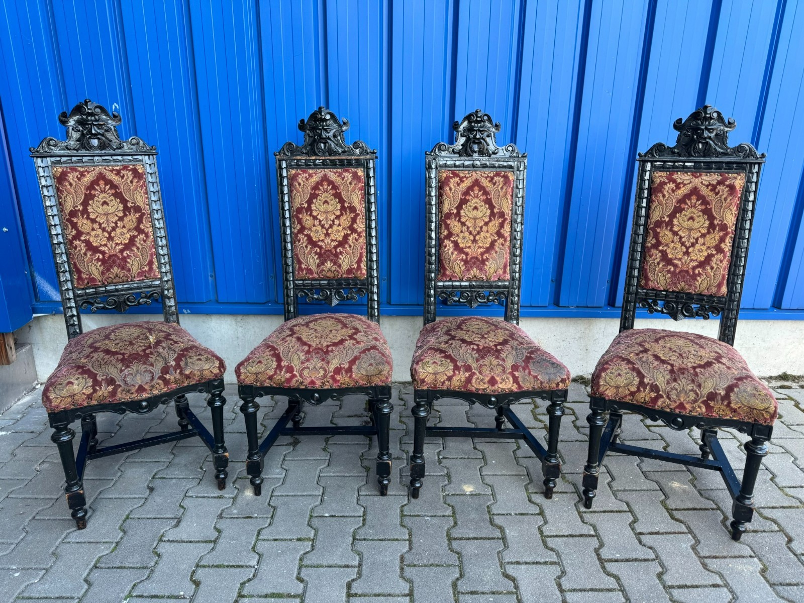 ANTIKE PRUNKSTÜHLE STÜHLE NEO RENAISSANCE UM 1860 BRETONISCH 4x STUHL