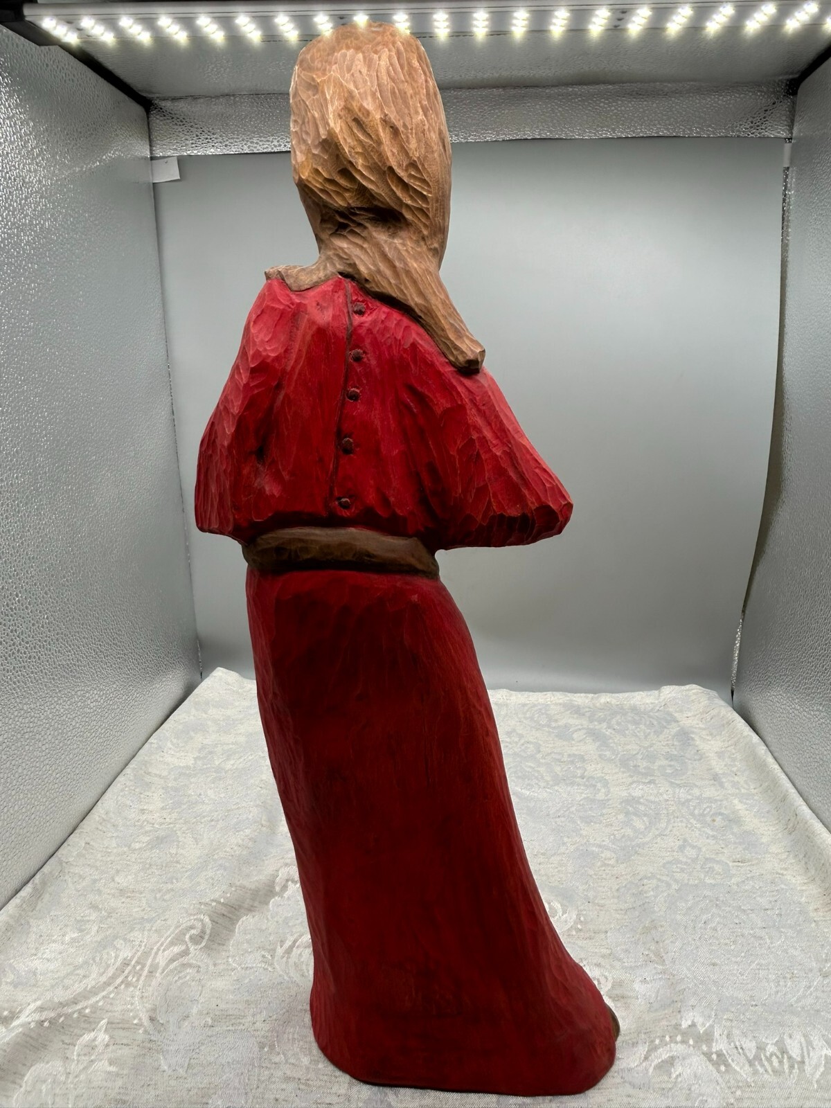 51cm GROSSE HEILIGE ELISABETH HEILIGENFIGUR AUS HOLZ HANDGESCHNITZT UND GEFASST – Bild 5