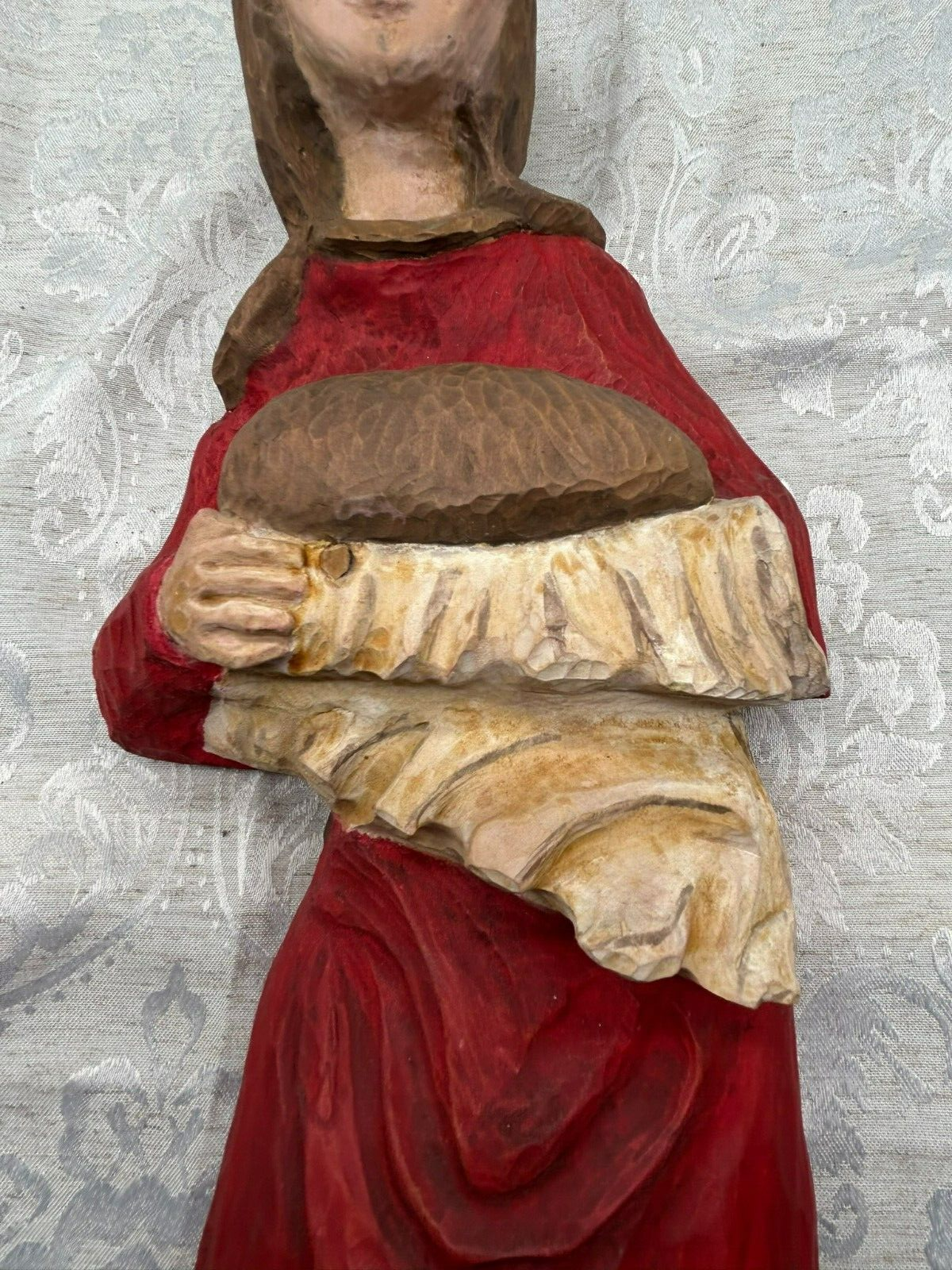 51cm GROSSE HEILIGE ELISABETH HEILIGENFIGUR AUS HOLZ HANDGESCHNITZT UND GEFASST – Bild 7