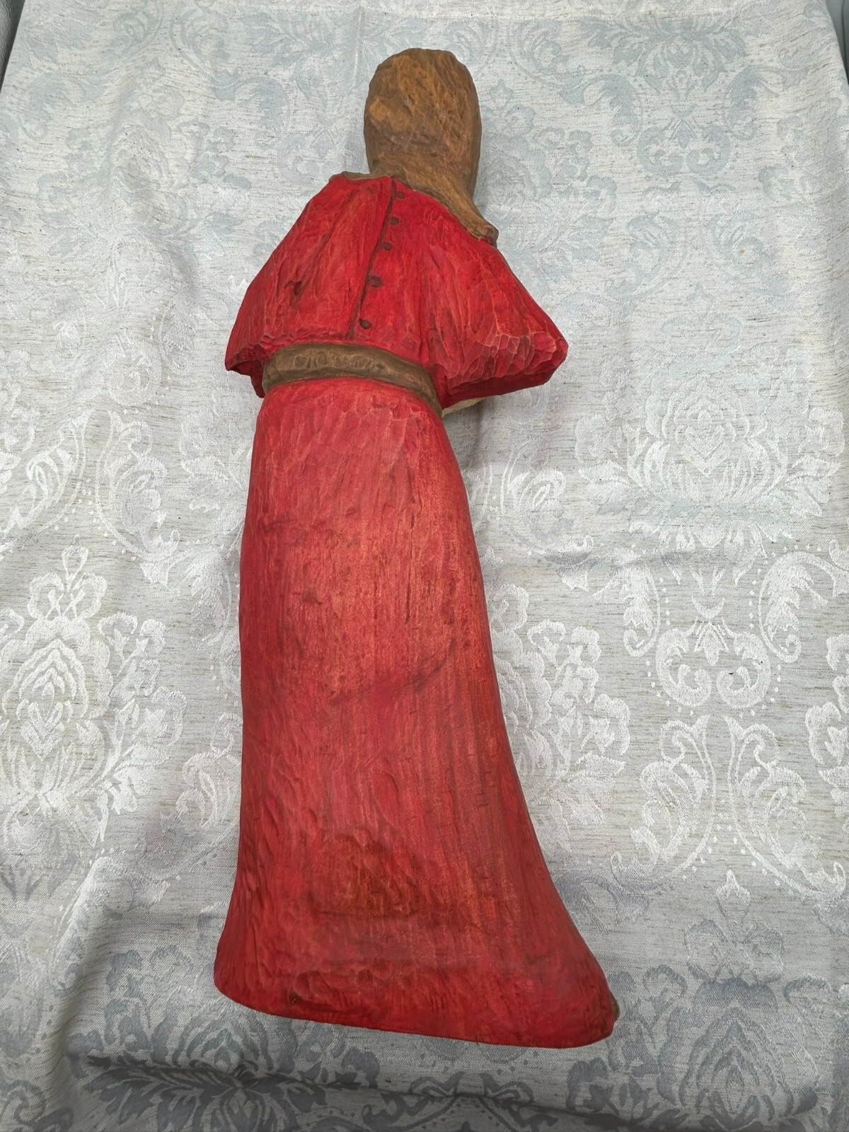 51cm GROSSE HEILIGE ELISABETH HEILIGENFIGUR AUS HOLZ HANDGESCHNITZT UND GEFASST – Bild 9