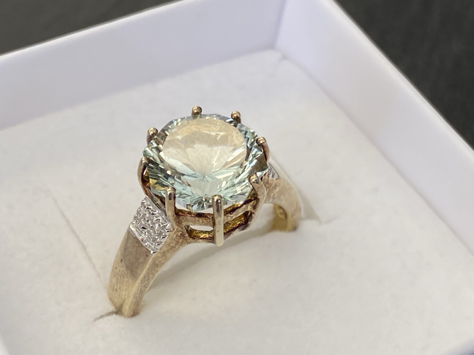 SOLITÄR DAMENRING RING STERLING SILBER 925 PRASIOLITH STERNEN SCHLIFF GR. 53 – Bild 15