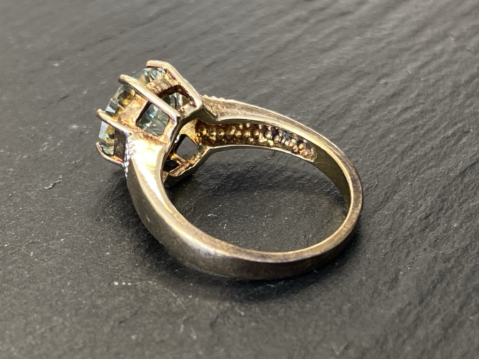 SOLITÄR DAMENRING RING STERLING SILBER 925 PRASIOLITH STERNEN SCHLIFF GR. 53 – Bild 4