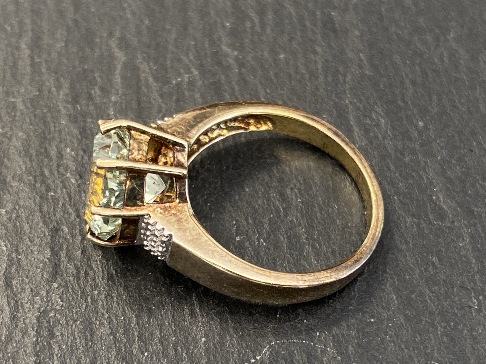SOLITÄR DAMENRING RING STERLING SILBER 925 PRASIOLITH STERNEN SCHLIFF GR. 53 – Bild 9