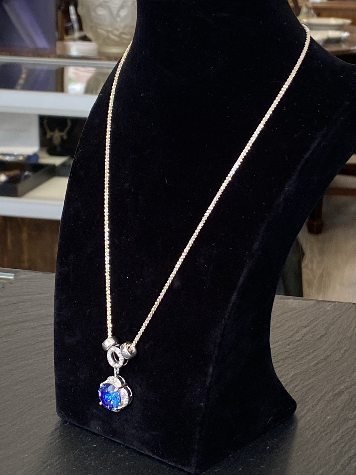 MODESCHMUCK HALSKETTE ANHÄNGER 925 STERLING SILBER KUNSTSTEINE KÜNSTLICH