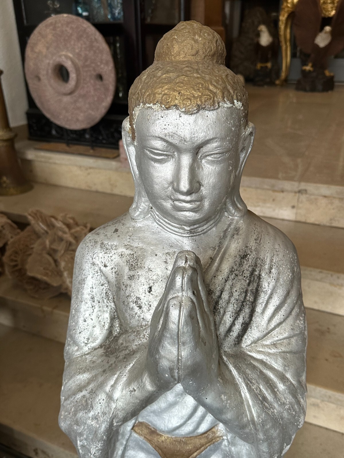 GARTEN FIGUR GROSSER BUDDHA AUS BETON HANDBEMALT ca. 80kg 114cm – Bild 3
