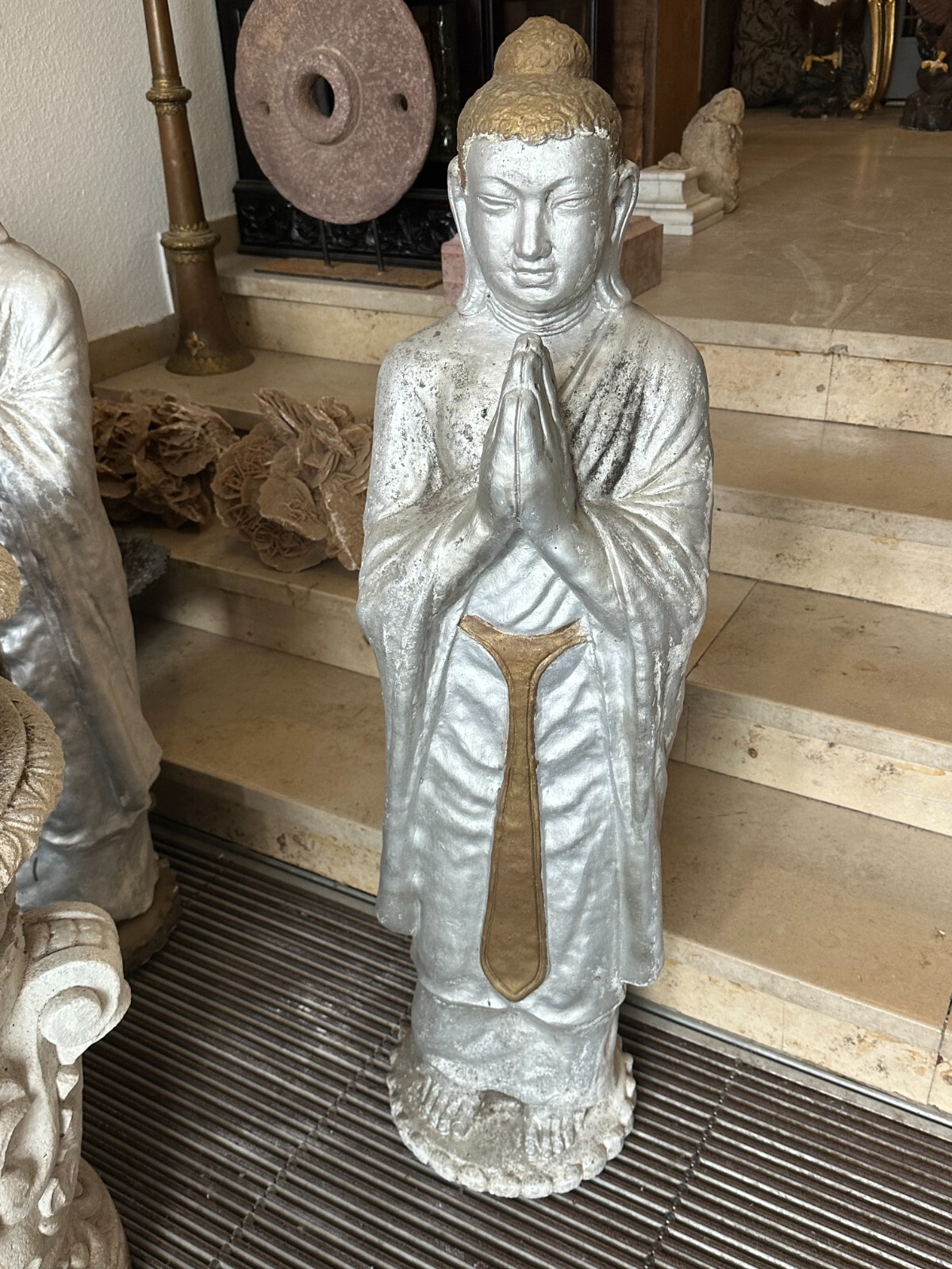GARTEN FIGUR GROSSER BUDDHA AUS BETON HANDBEMALT ca. 80kg 114cm