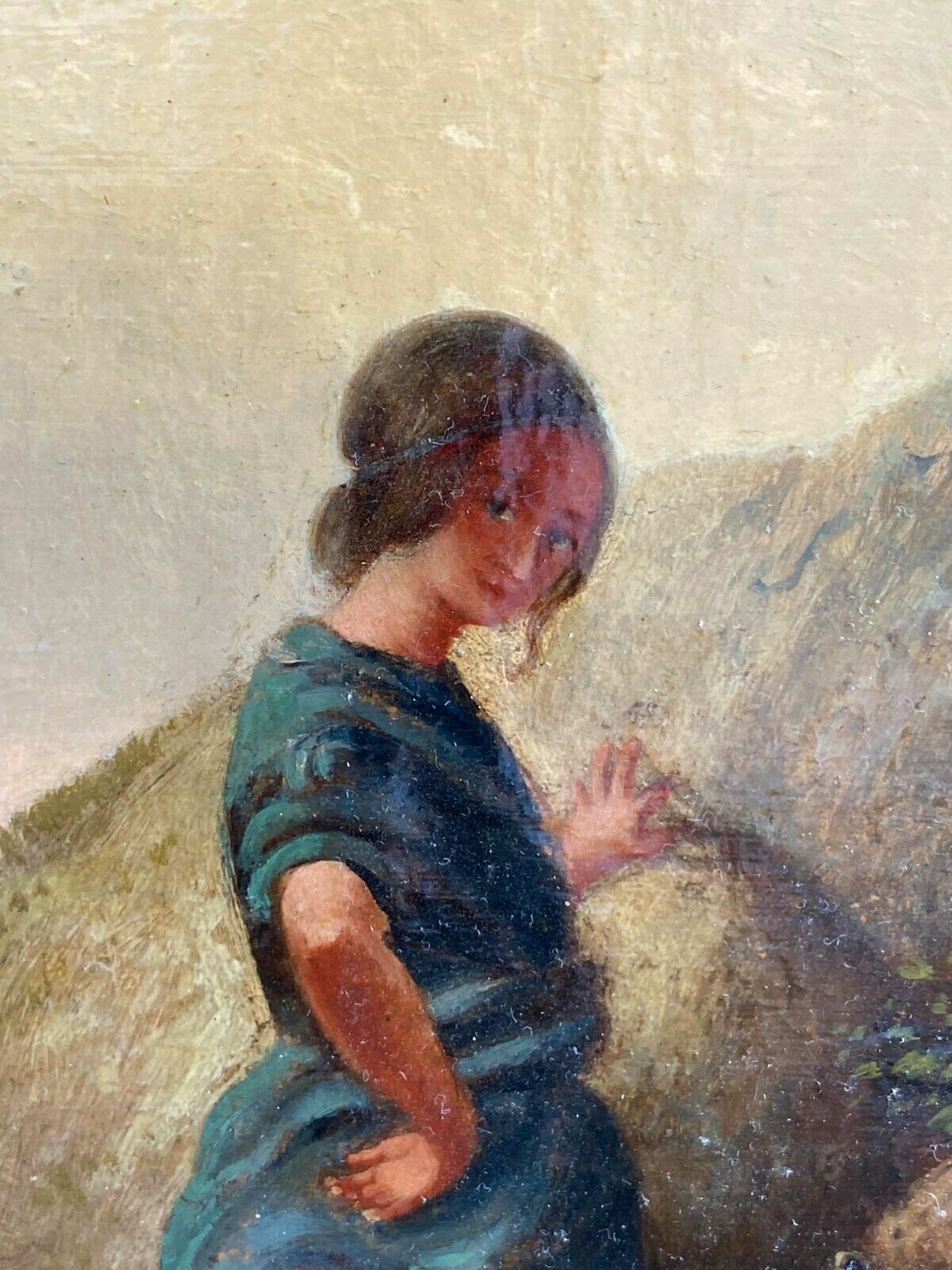 ÖLGEMÄLDE FRAU MIT MÄDCHEN THOMAS KENT PELHAM ATTR. GEMÄLDE ÖL AUF LEINWAND – Bild 4