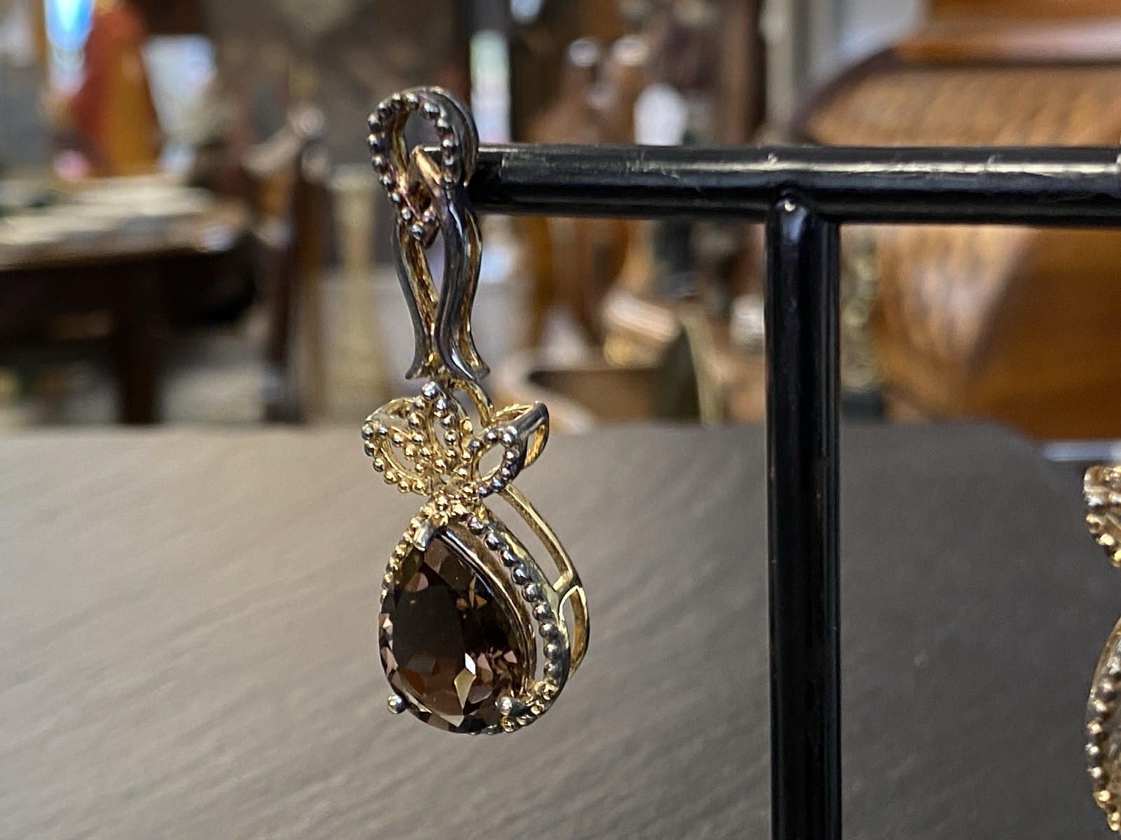 OHRHÄNGER RAUCHQUARZ 925 STERLING SILBER TROPFENSCHLIFF TROPFEN VERGOLDET – Bild 3