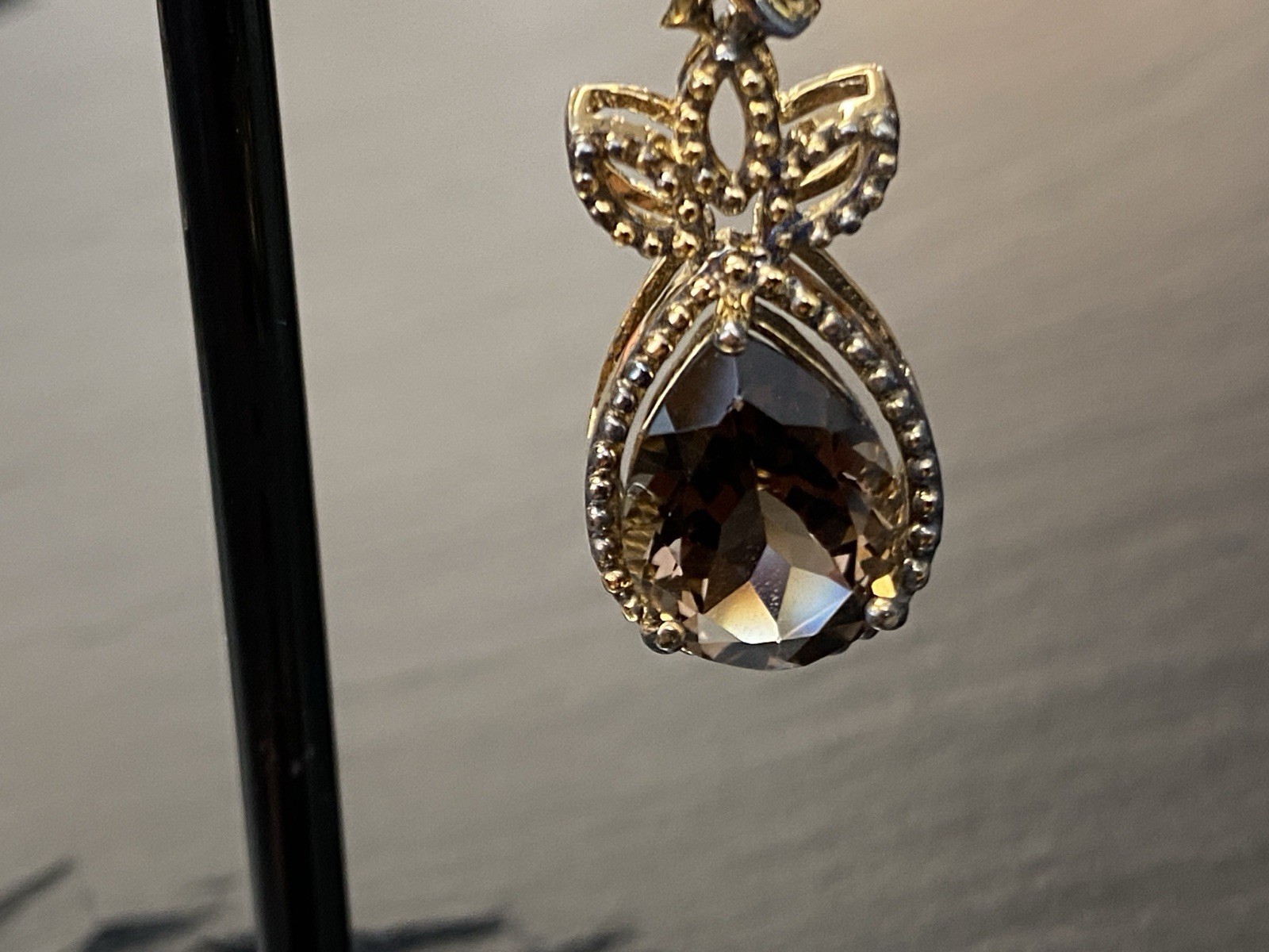 OHRHÄNGER RAUCHQUARZ 925 STERLING SILBER TROPFENSCHLIFF TROPFEN VERGOLDET – Bild 8