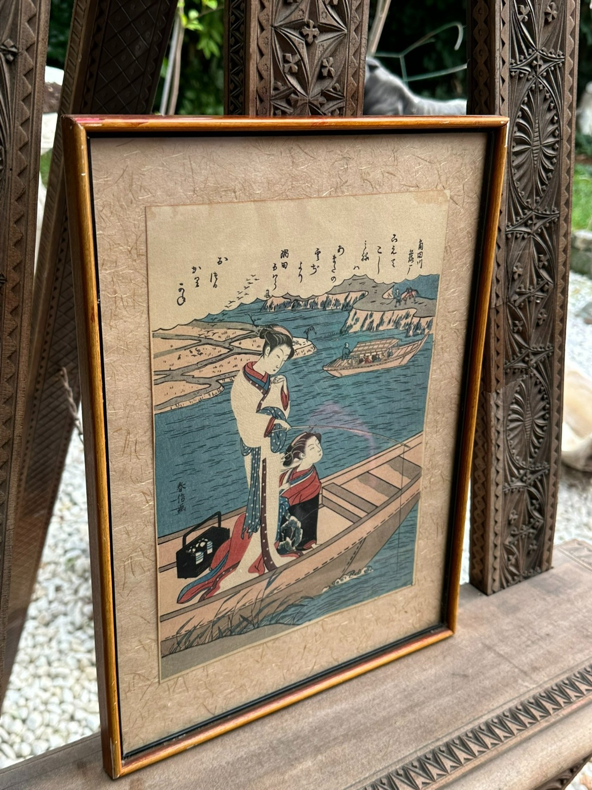 ANTIKES AQUARELL JAPAN PERSONEN IM BOOT – Bild 11