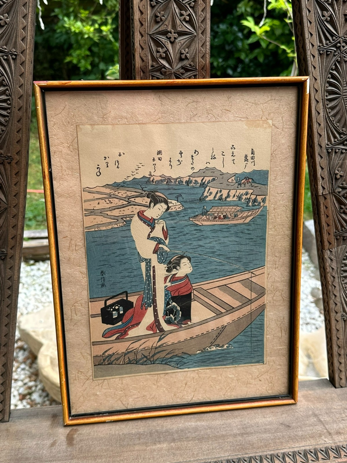 ANTIKES AQUARELL JAPAN PERSONEN IM BOOT – Bild 4