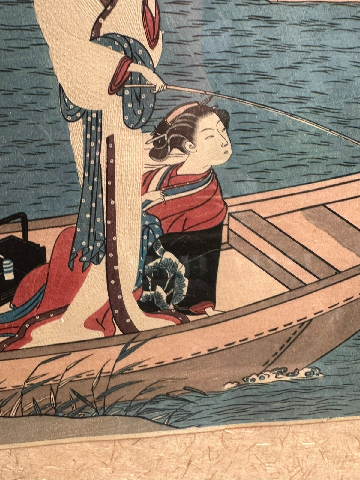 ANTIKES AQUARELL JAPAN PERSONEN IM BOOT – Bild 7
