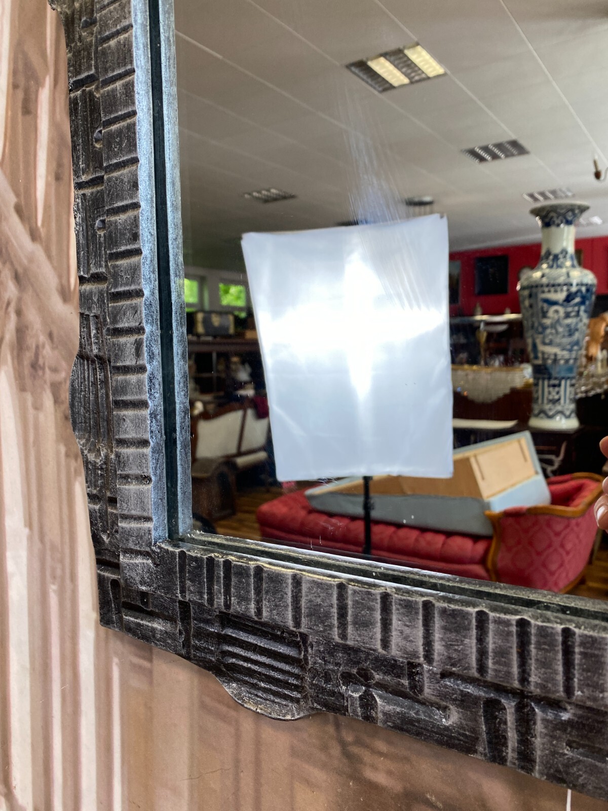 VINTAGE WANDSPIEGEL SPIEGEL AUS METALL MASSIV GEARBEITET UND SEHR SCHWER – Bild 8