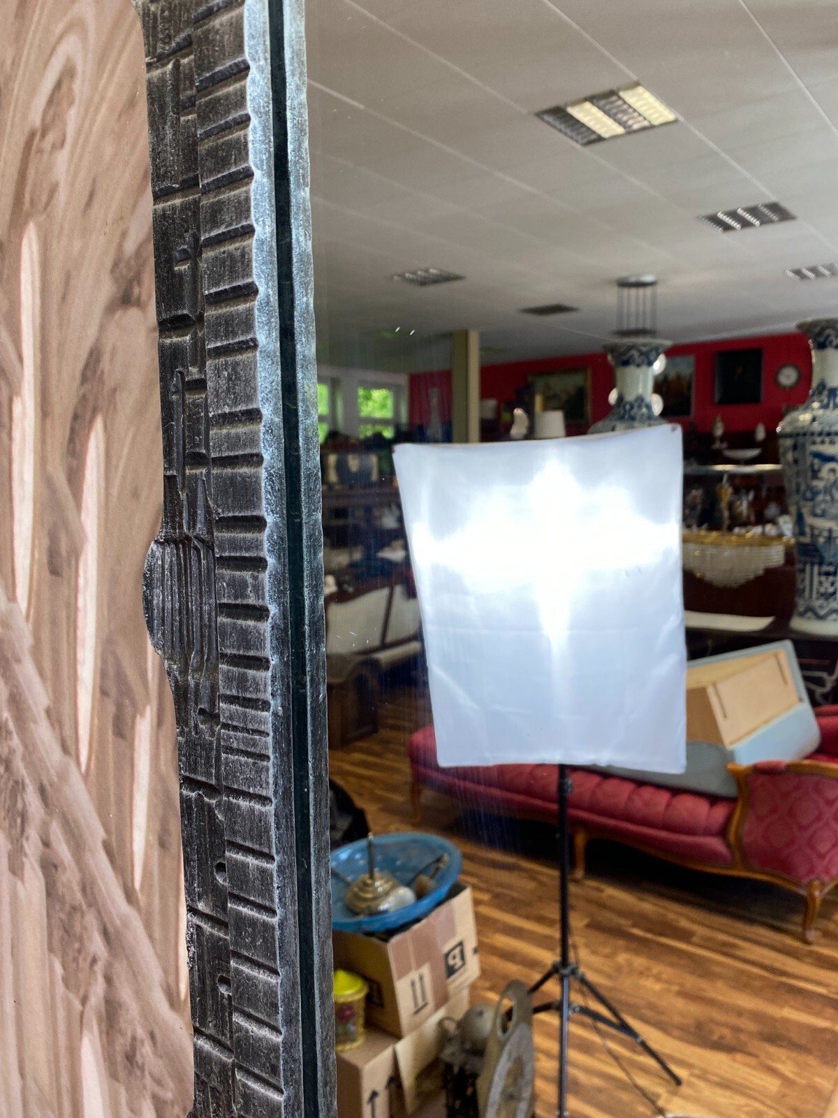 VINTAGE WANDSPIEGEL SPIEGEL AUS METALL MASSIV GEARBEITET UND SEHR SCHWER – Bild 9