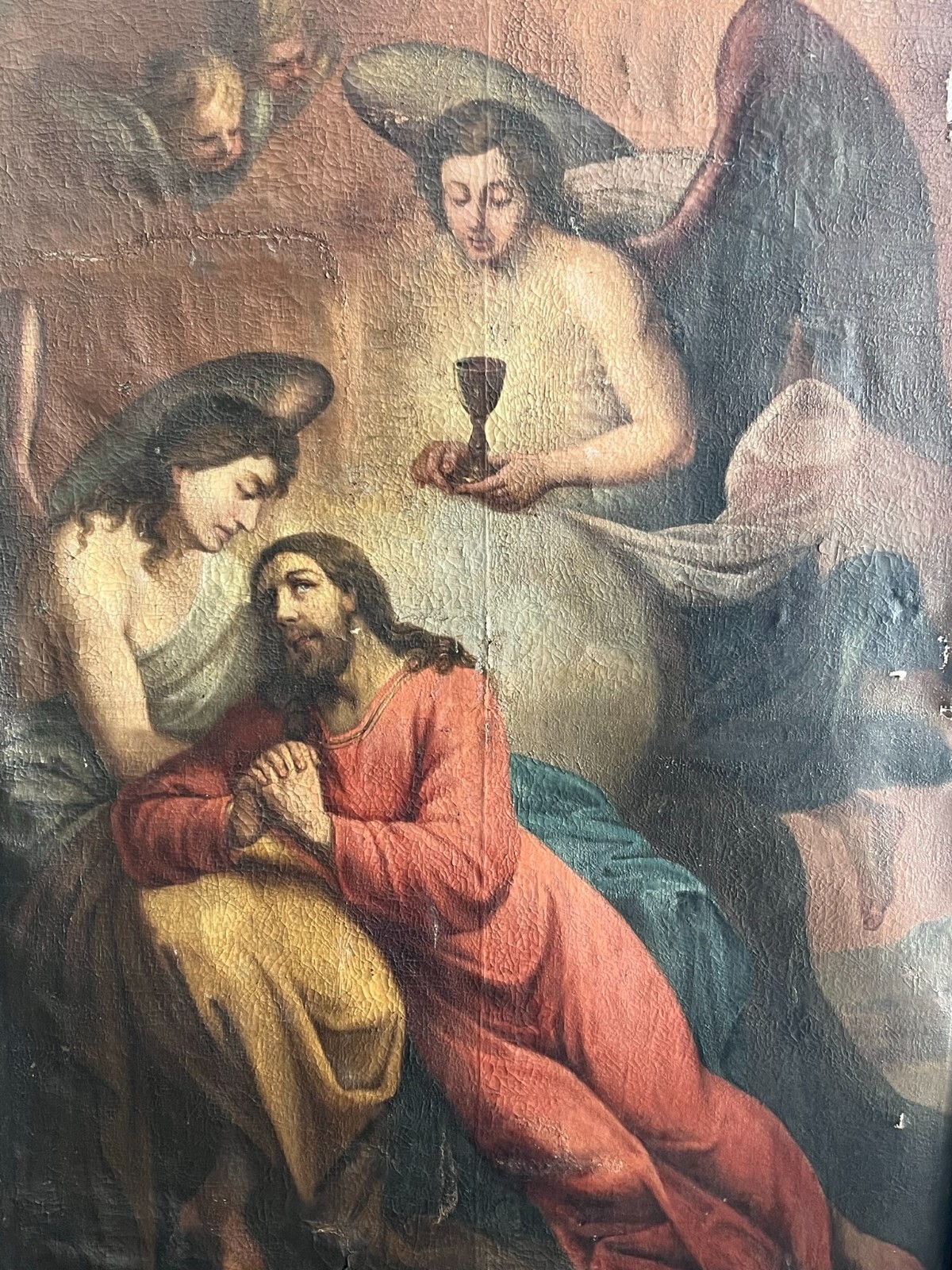 BAROCK GEMÄLDE 18 TES JH ALTARTAFEL JESUS MIT ENGELN 160x224cm