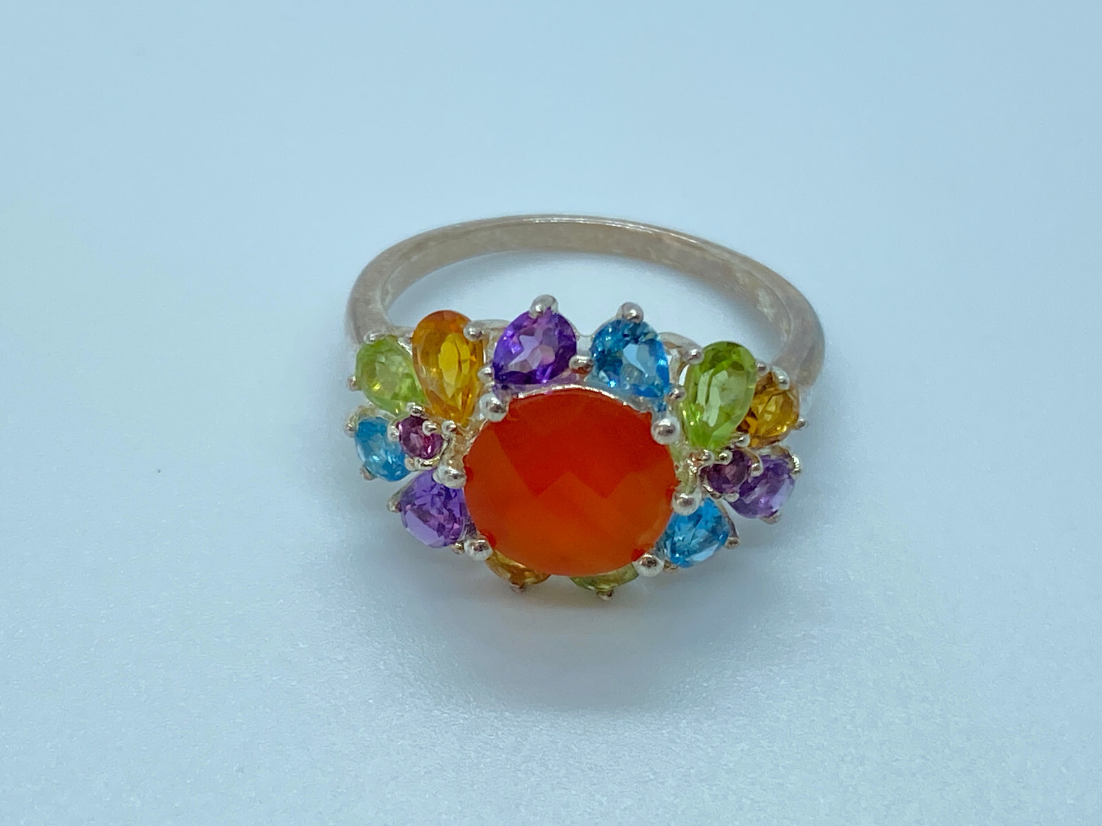 DAMENRING RING STERLING SILBER 925 FEUEROPAL CITRIN AMETHYSTEN etc. GRÖSSE 59