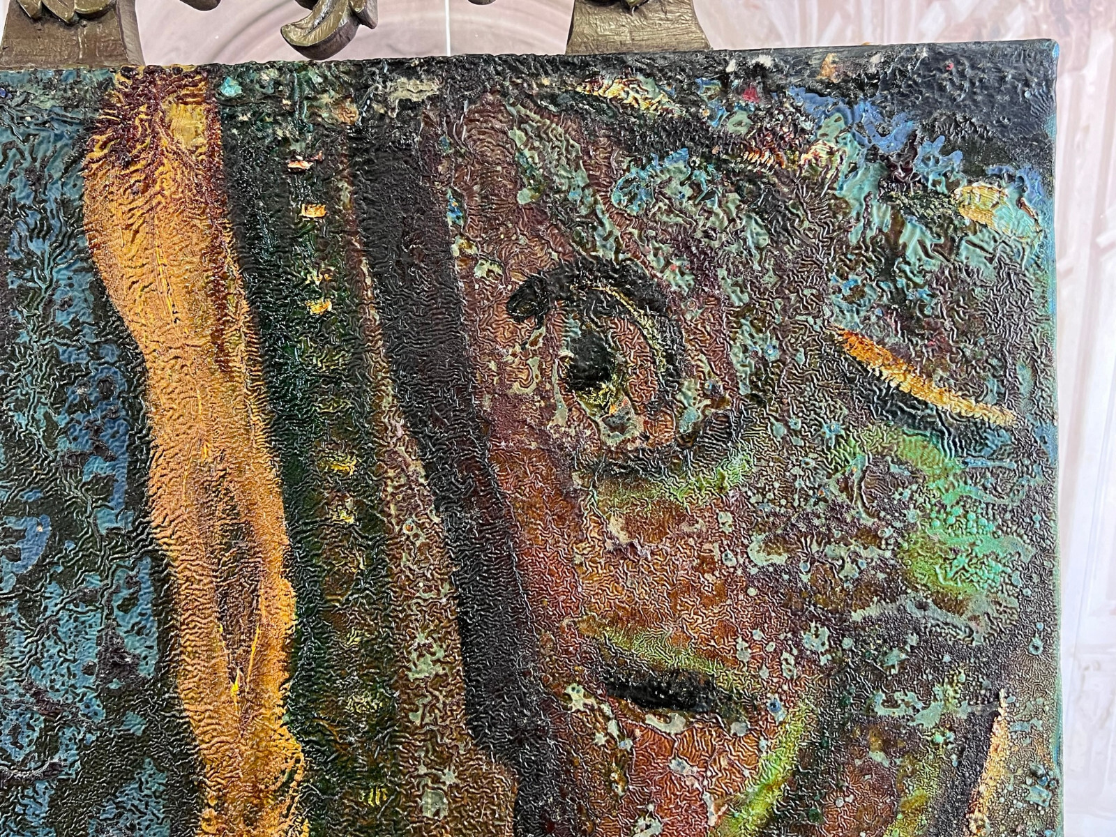 Modernes Acrylgemälde auf Leinwand, teils sehr pastös gearbeitet ABSTRAKT – Bild 7