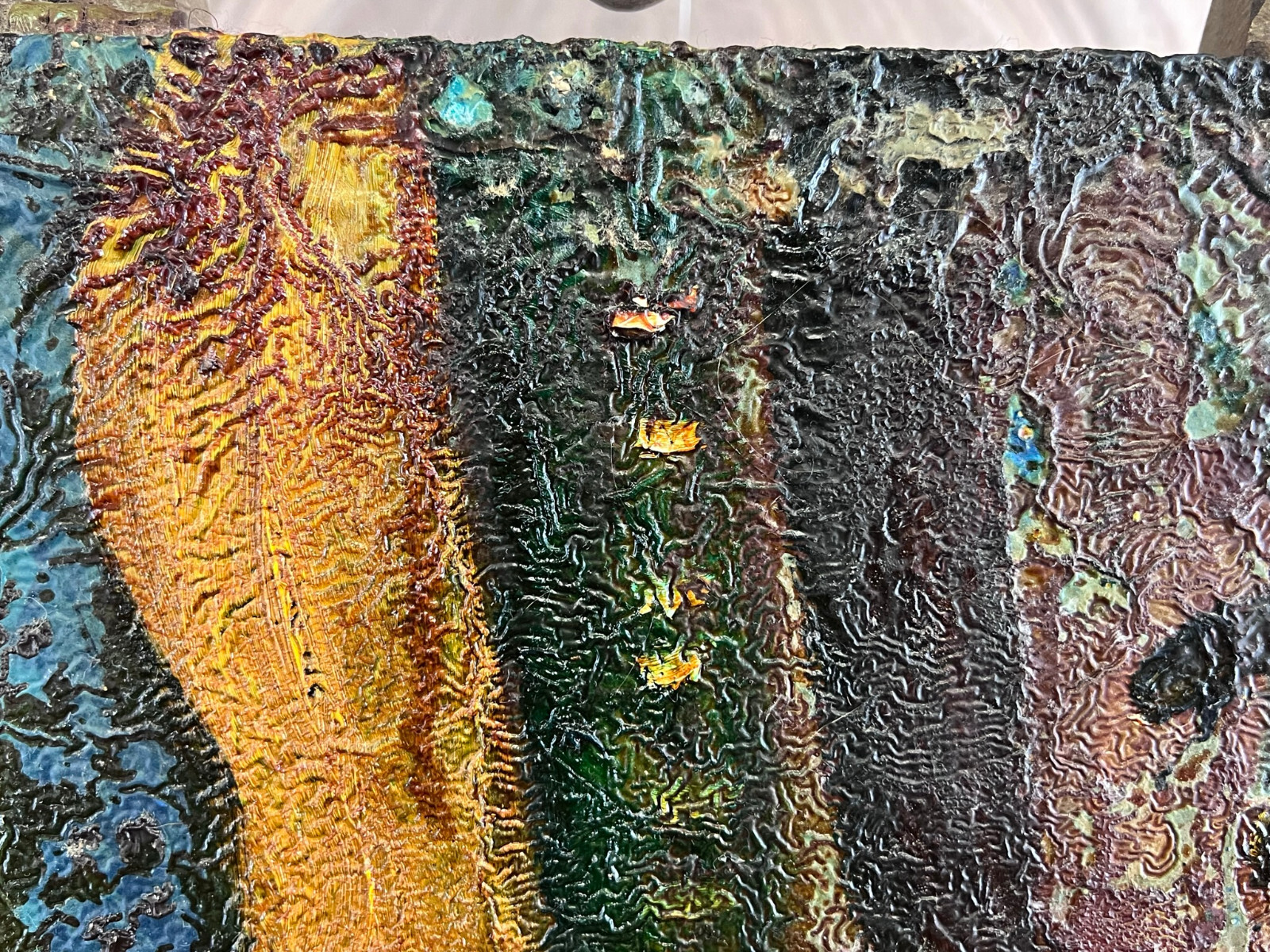 Modernes Acrylgemälde auf Leinwand, teils sehr pastös gearbeitet ABSTRAKT – Bild 9
