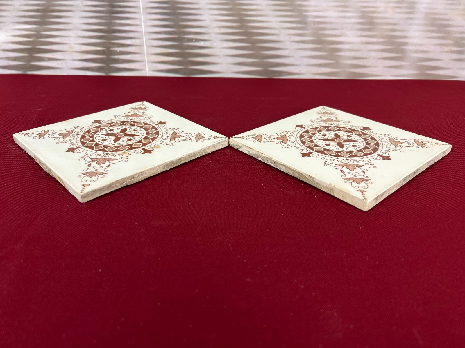 ANTIKE JUGENDSTIL FLIESEN 9 STÜCK SET KACHELN UM 1910 15x15cm AUS KERAMIK – Bild 4