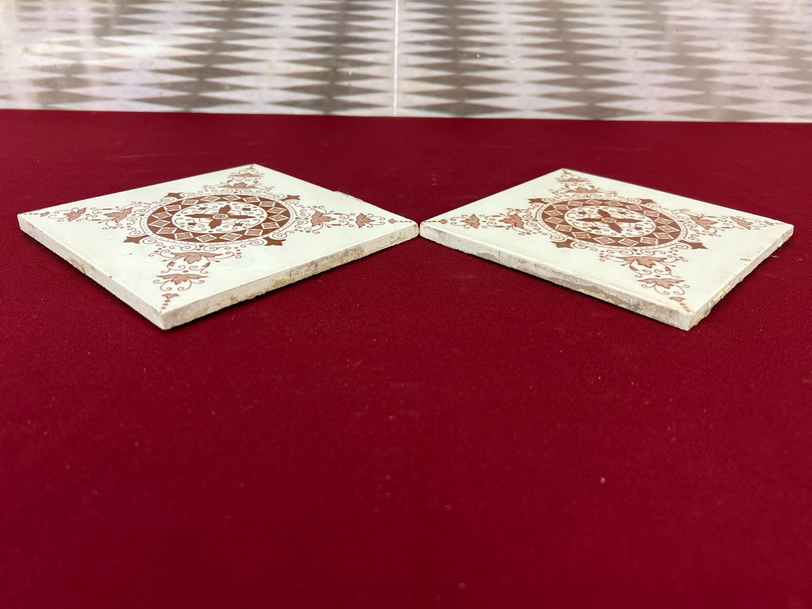 ANTIKE JUGENDSTIL FLIESEN 9 STÜCK SET KACHELN UM 1910 15x15cm AUS KERAMIK – Bild 6