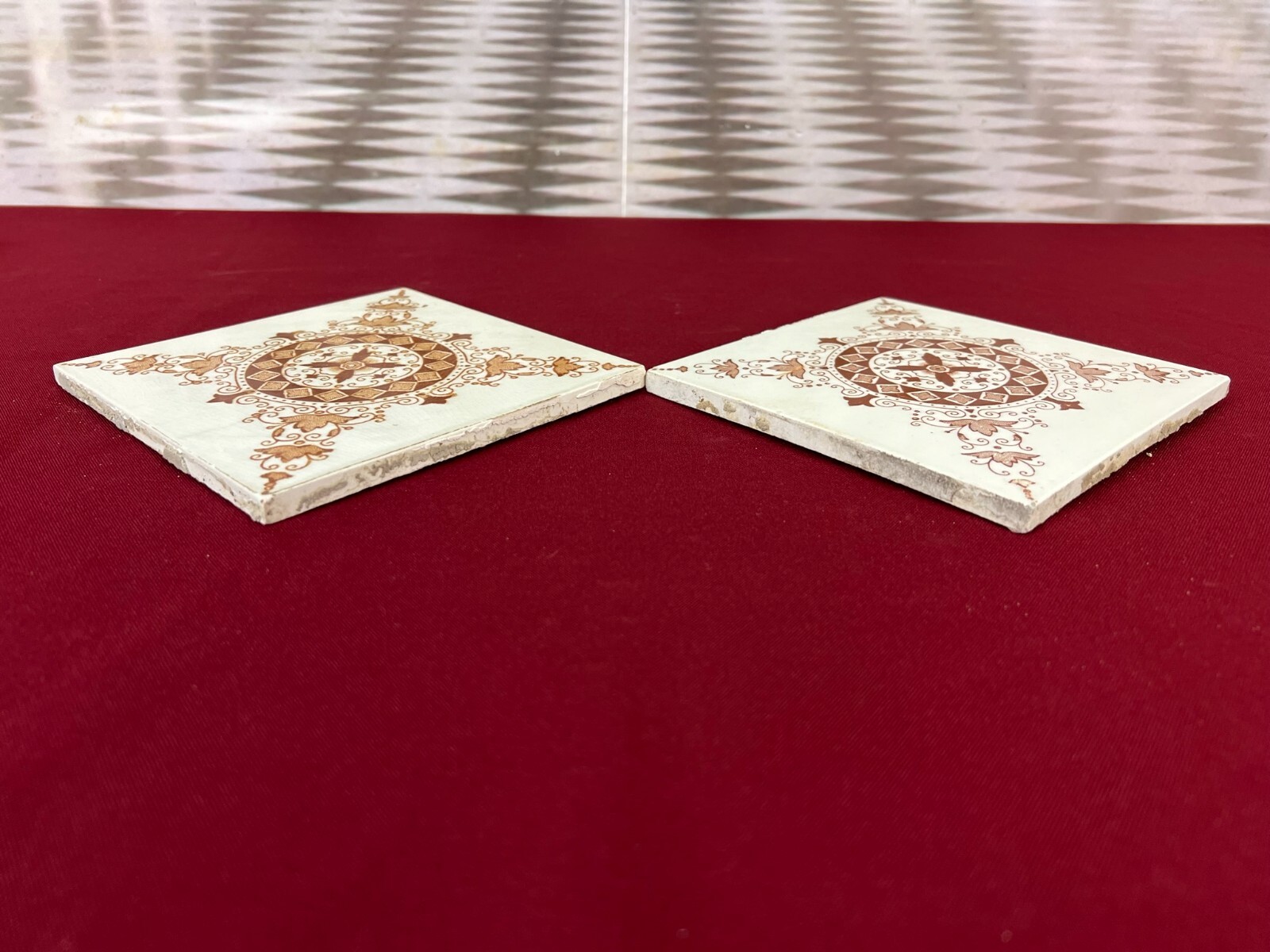 ANTIKE JUGENDSTIL FLIESEN 9 STÜCK SET KACHELN UM 1910 15x15cm AUS KERAMIK – Bild 7
