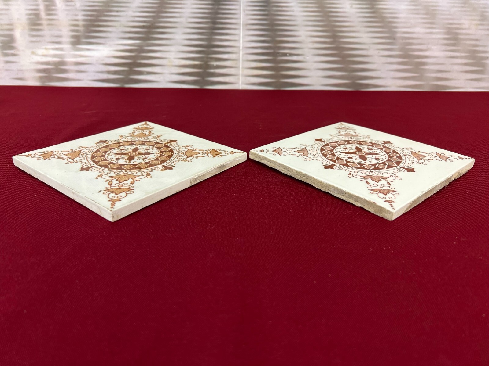 ANTIKE JUGENDSTIL FLIESEN 9 STÜCK SET KACHELN UM 1910 15x15cm AUS KERAMIK – Bild 8