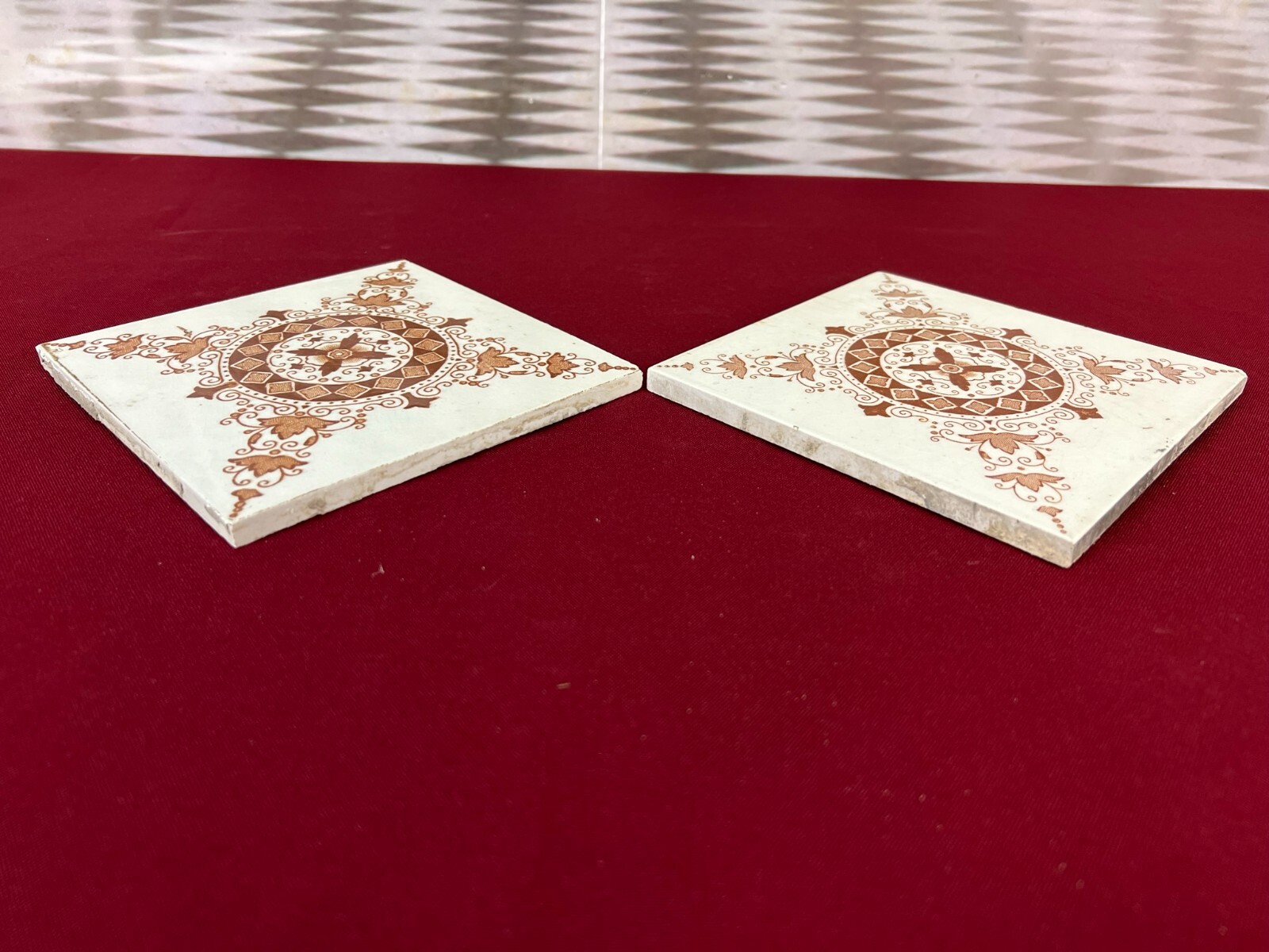 ANTIKE JUGENDSTIL FLIESEN 9 STÜCK SET KACHELN UM 1910 15x15cm AUS KERAMIK – Bild 9