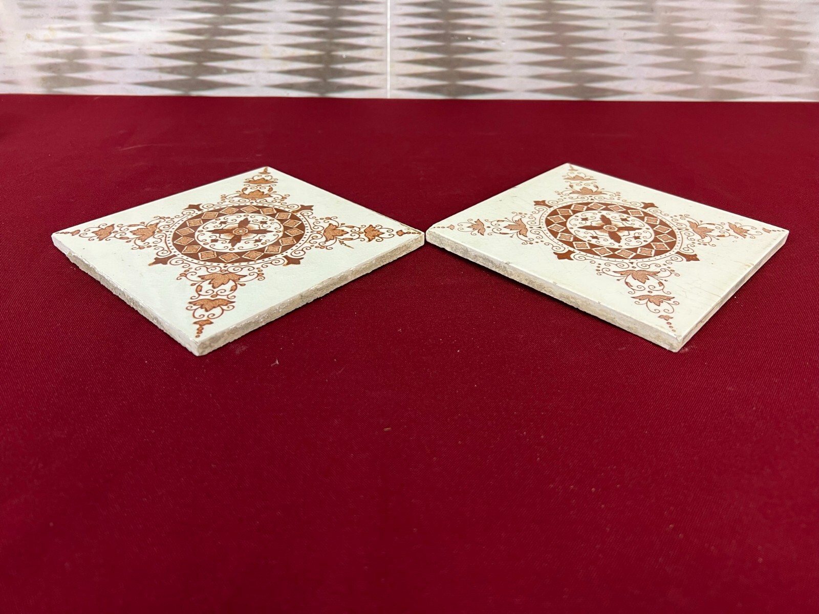 ANTIKE JUGENDSTIL FLIESEN 9 STÜCK SET KACHELN UM 1910 15x15cm AUS KERAMIK – Bild 10