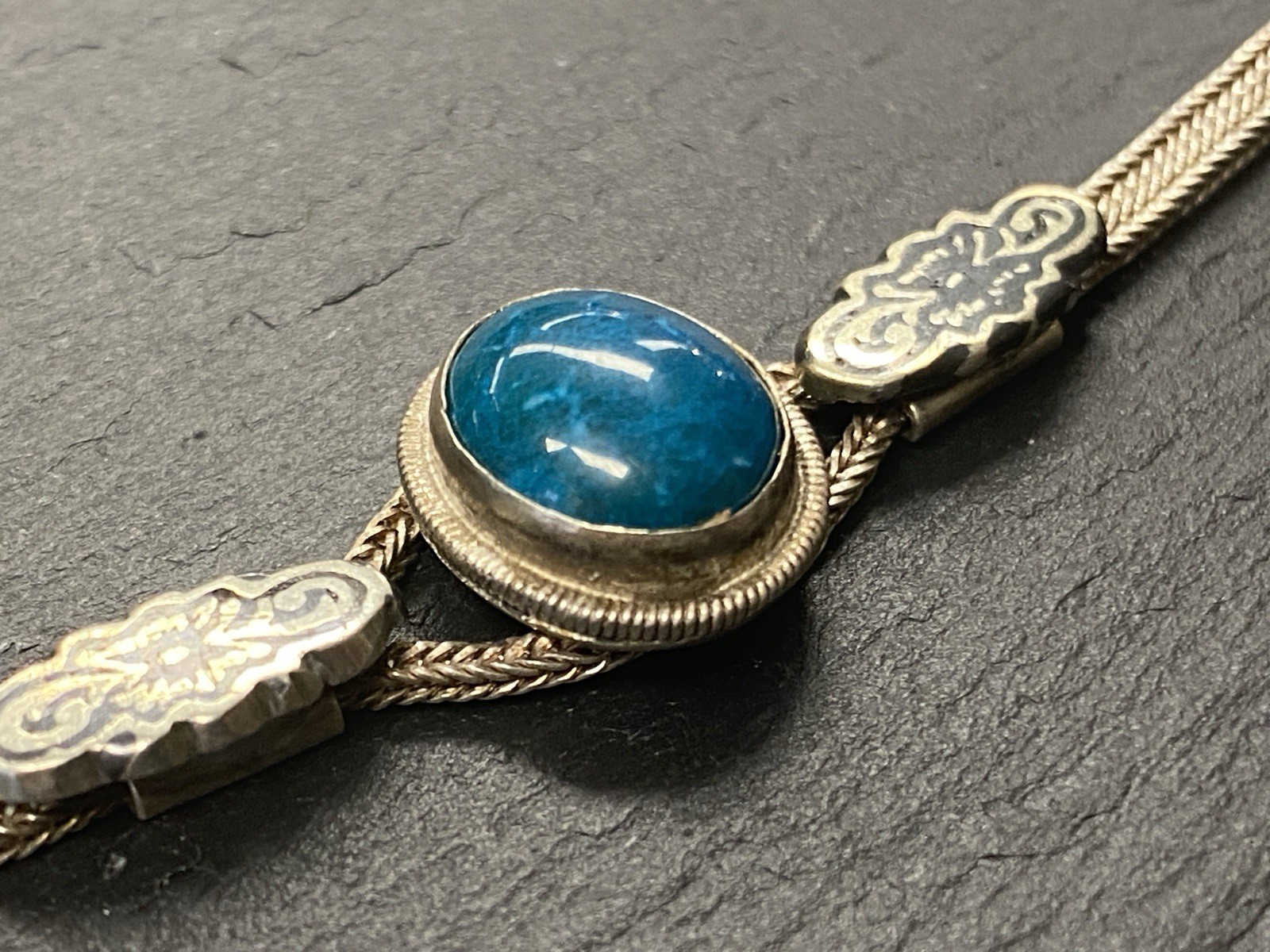 ARMBAND AUS 800 SILBER MIT MALACHIT CABOCHON UND EMAILLE – Bild 13