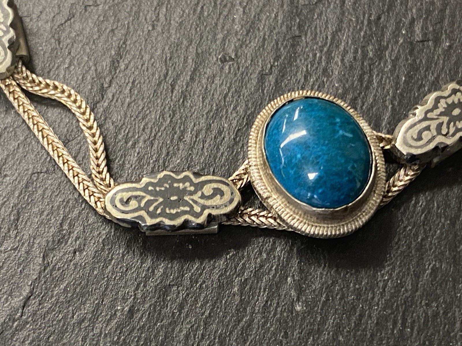 ARMBAND AUS 800 SILBER MIT MALACHIT CABOCHON UND EMAILLE – Bild 5