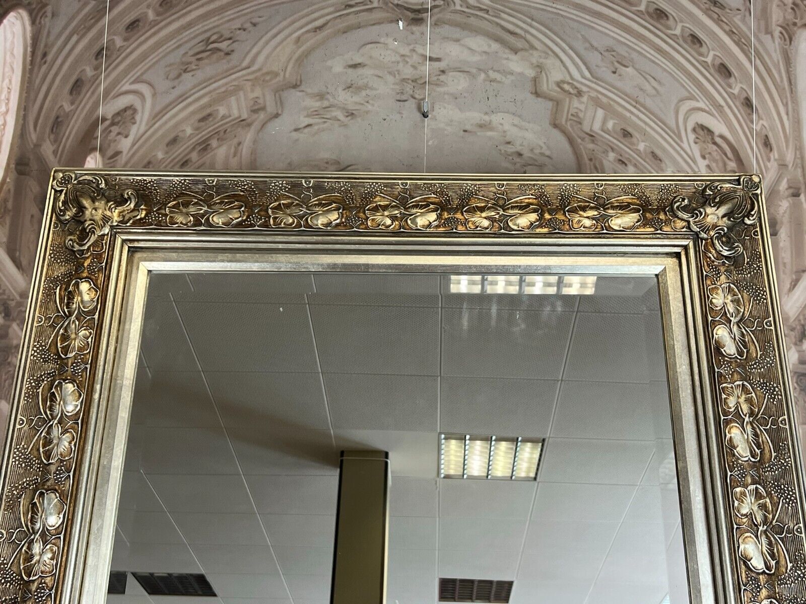 GROSSER WANDSPIEGEL SPIEGEL SILBER JUGENDSTIL STIL RAHMEN FACETTIERTES GLAS – Bild 13