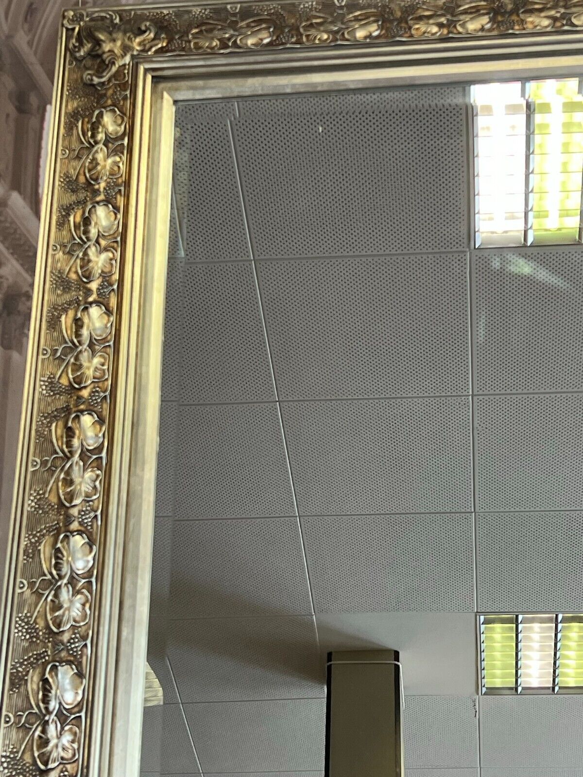 GROSSER WANDSPIEGEL SPIEGEL SILBER JUGENDSTIL STIL RAHMEN FACETTIERTES GLAS – Bild 5