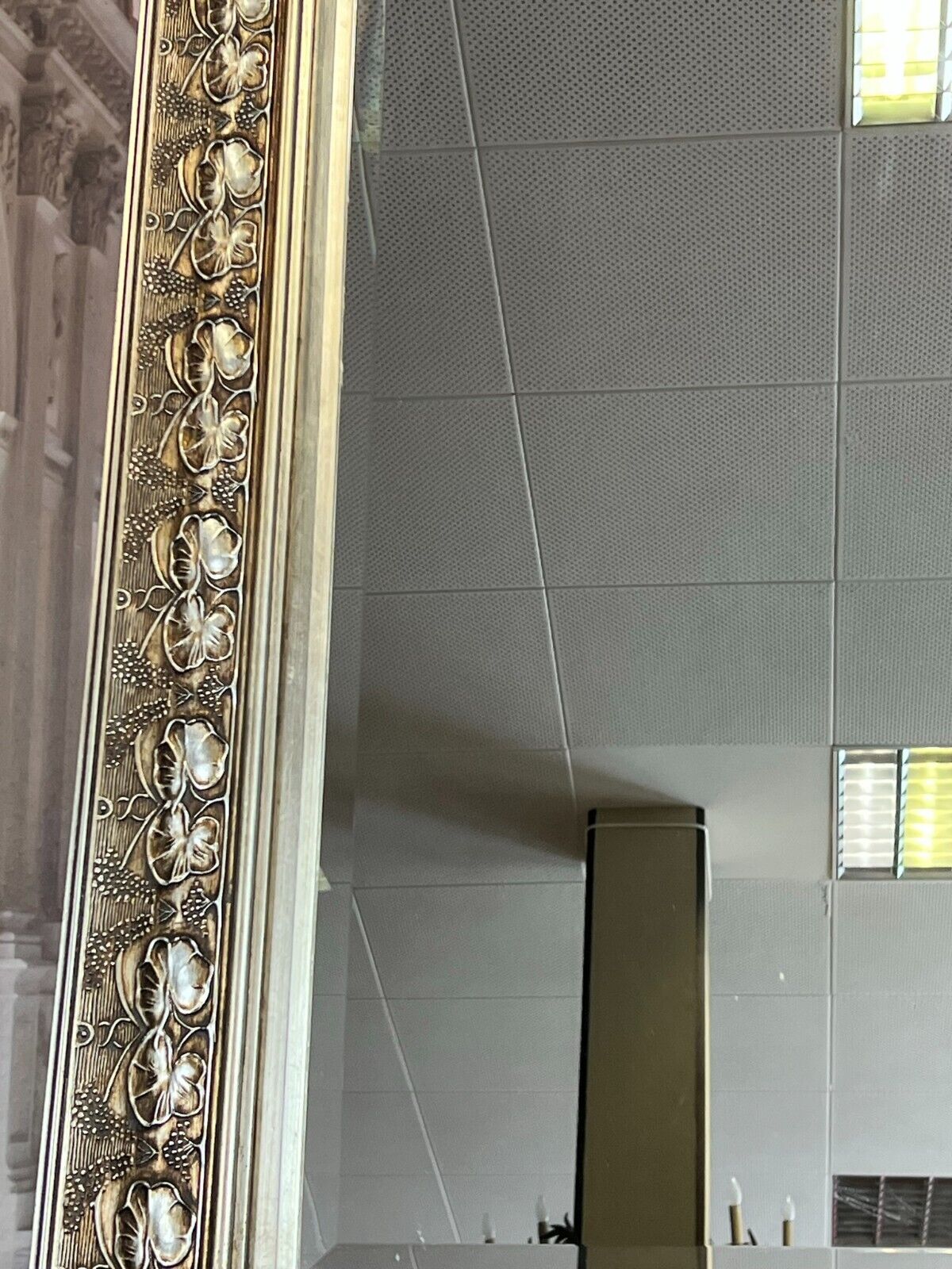 GROSSER WANDSPIEGEL SPIEGEL SILBER JUGENDSTIL STIL RAHMEN FACETTIERTES GLAS – Bild 6