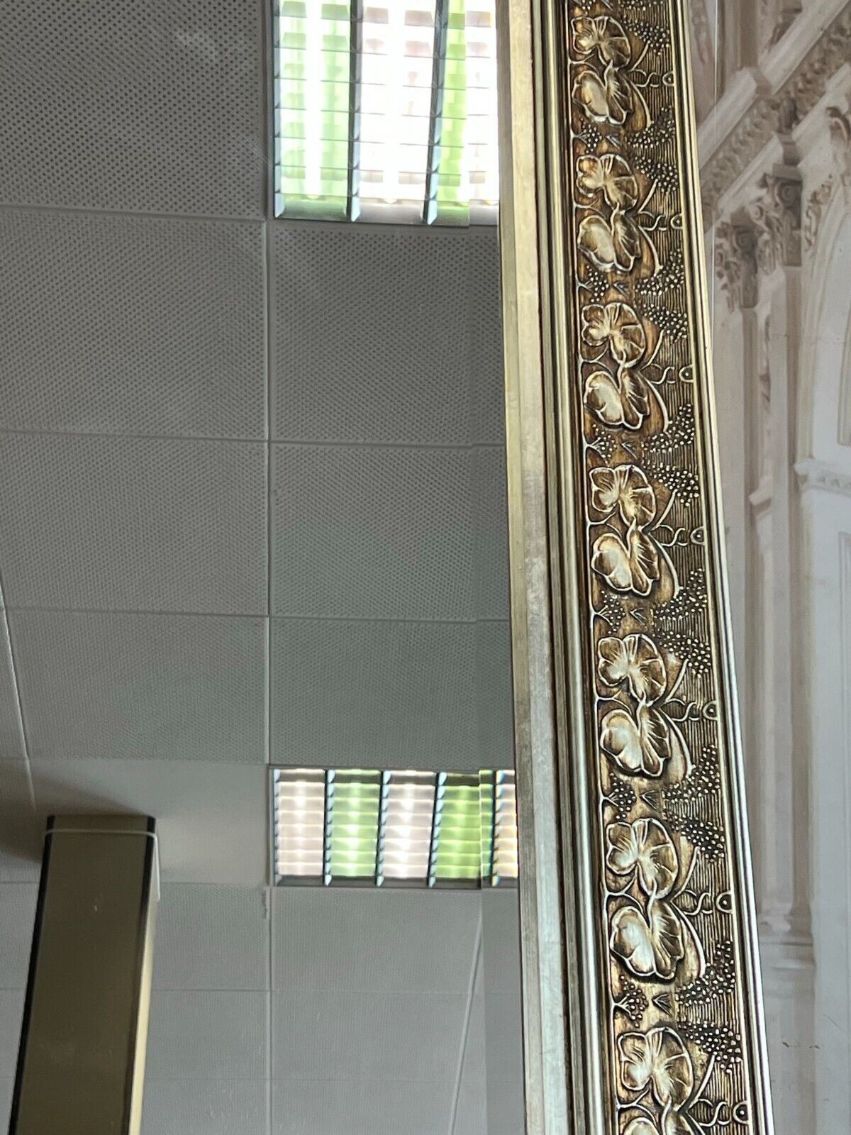 GROSSER WANDSPIEGEL SPIEGEL SILBER JUGENDSTIL STIL RAHMEN FACETTIERTES GLAS – Bild 10