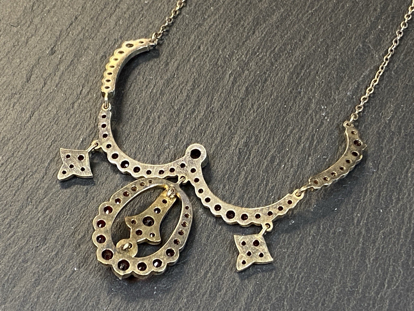 TRACHTENKETTE HALSKETTE KETTE 1910 GRANAT 900 SILBER – Bild 14