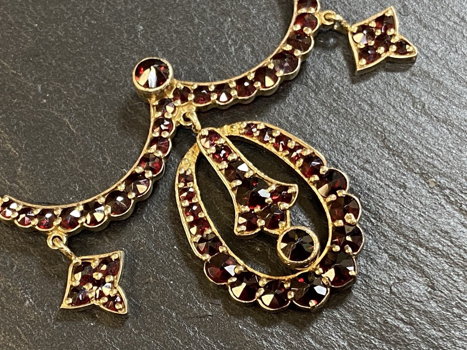 TRACHTENKETTE HALSKETTE KETTE 1910 GRANAT 900 SILBER – Bild 3