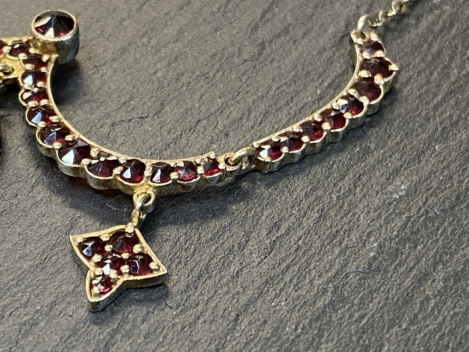 TRACHTENKETTE HALSKETTE KETTE 1910 GRANAT 900 SILBER – Bild 5